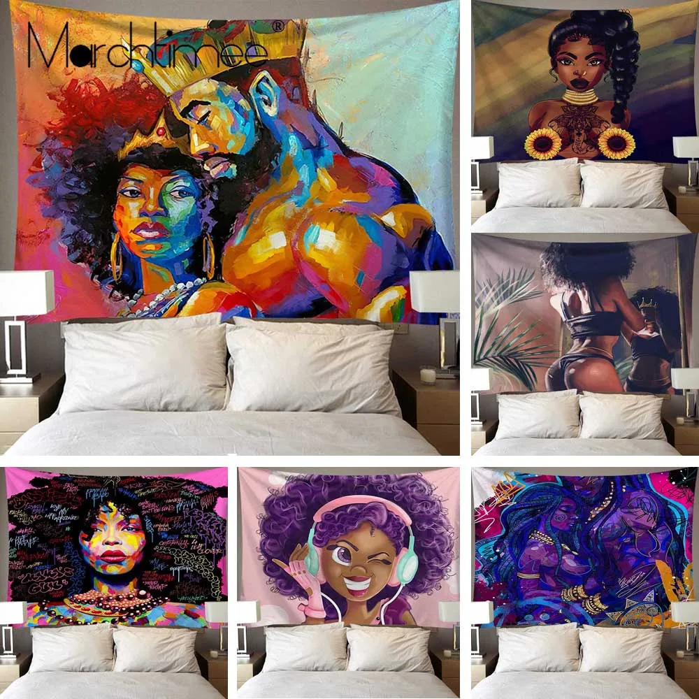 Африканский Черный художественный гобелен американская женщина королева