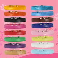 colorful faux leather collar metal buckle soft pet collar adjustable pet collar neck strap for small dogs puppy cat necklace