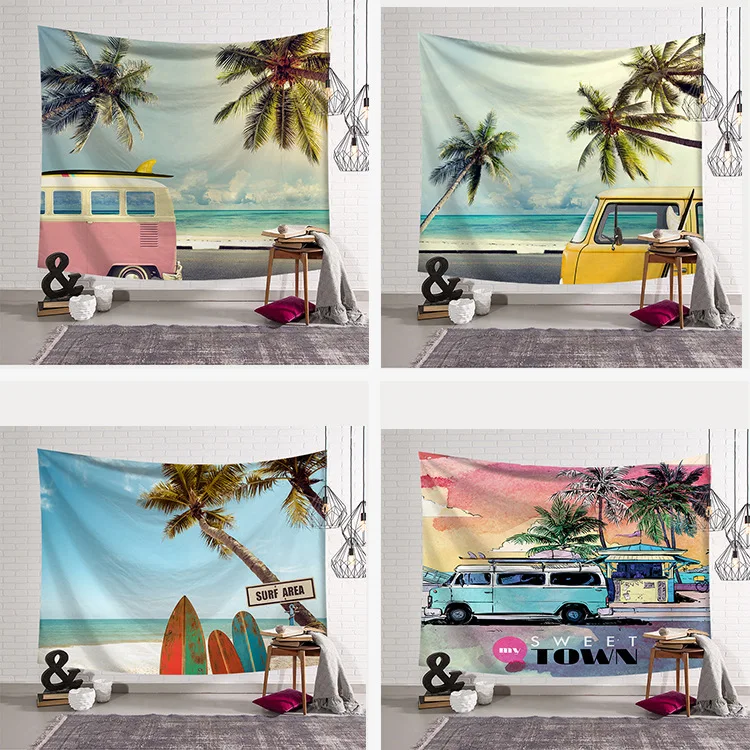 

Bedside Tapestry Summer Hawaii Seaside Beach Wall Fabric Wall Hanging Cloth Boho Decoration Dorm Farmhouse Decor Mandala Tapiz