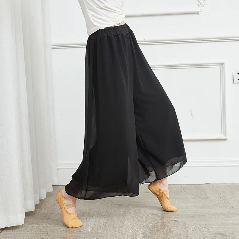 

Adult Belly Dance Yoga Chiffon Palazzo Pants 2 Layered Wide Leg Trousers Costume for Women Dancing Clothes Dancer Wear Clothing