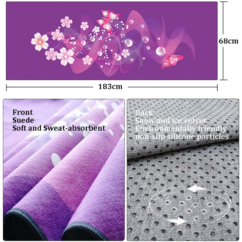 

Light Portable Yoga Mat Towel Sweat-absorbent Anti-slip Suede Hot Yoga Pad Cover Pilates Fitness Exercise Blankets Machine Wash