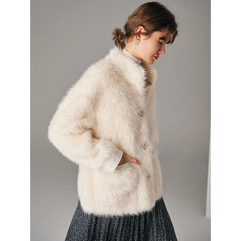 

Women's Winter Jackets with Natural Fur Blend Single Breasted Thick Warm Fur Coats and Jackets Women 2020 Clothes Women