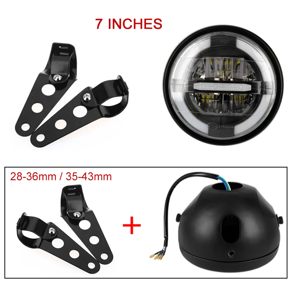 

KKMOON Motorcycle Headlight Round LED Driving Lamp Head Lamp with Bracket Fit for 7 inches, Retro Turn Signal