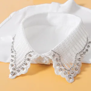 Винтажный белый накладной воротник с бусинами, бриллиантовый накладной воротник, женский черный кружевной съемный воротник, накладные воротники, аксессуары для одежды
