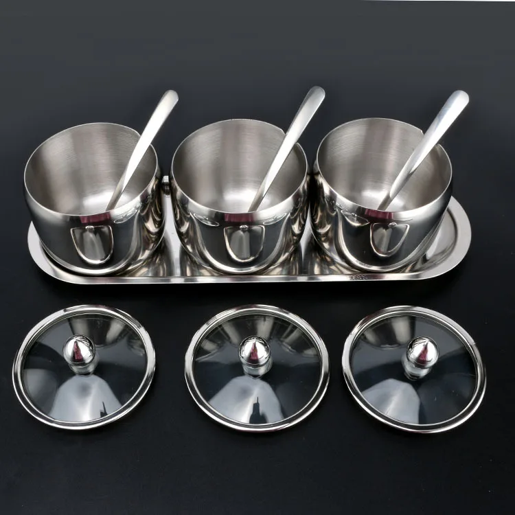 Коробка для приправ из нержавеющей стали 304 со стеклянной крышкой набор