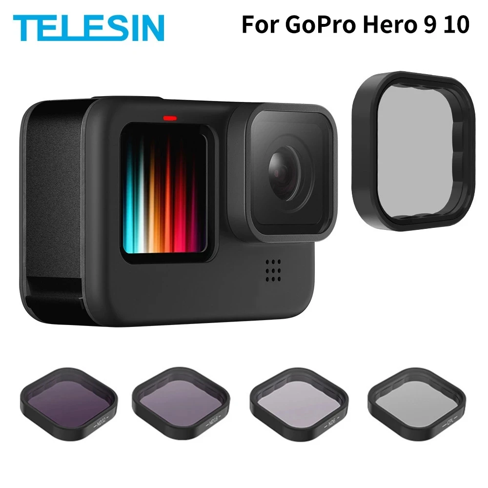 TELESIN Battery 1750 mAh GoPro Hero 9 10 6 in 1 Selfie Stick Tripod Mount Waterproof Case ND8 ND16 ND32 CPL Lens Filter Set | Электроника