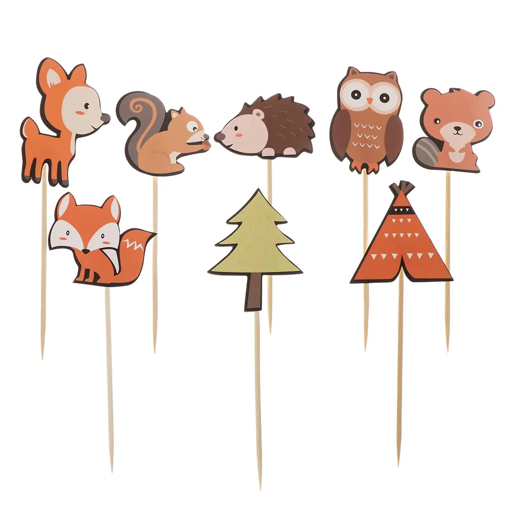 1 упаковка бумажные топперы для кексов лес животные украшения торта детский день