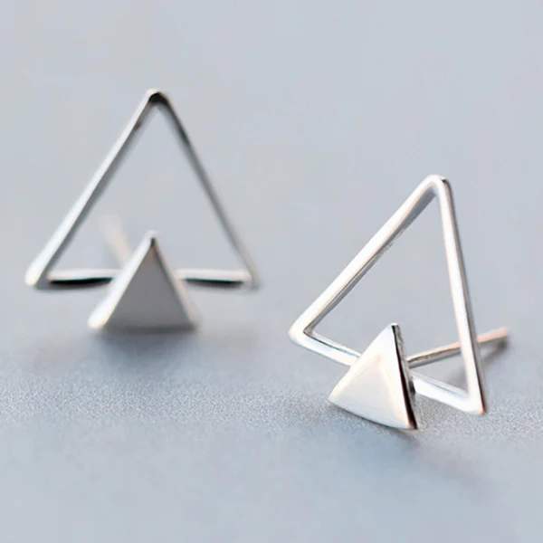 Product 2 Silver OL геометрические треугольные серьги-гвоздики серьги Настоящее серебро 925 проба для женщин помолвка прекрасные модные ювелирные аксессуары подарок - Цвет камня: Product 2 Silver