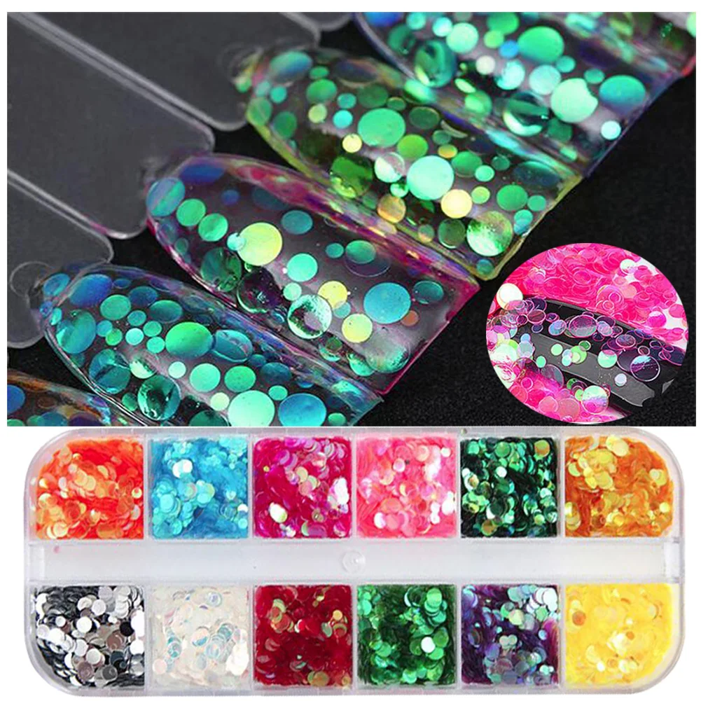 03 Disc Glitter 12 цветов голографические Блестки для ногтей блестки переливающийся лист звезда Русалка Блестки праздничные украшения для дизайна смолы, дизайн ногтей - Цвет: 03 Disc Glitter