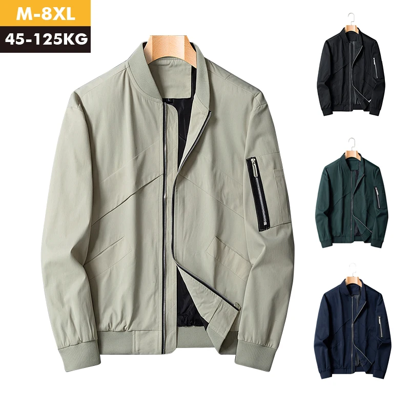 

Spring New Men 's Bomber Zipper Jacket Autumn Casual Streetwear Fit Pilot Coat Men Clothing Male Hip Hop Slim Plus Size 7XL 8XL