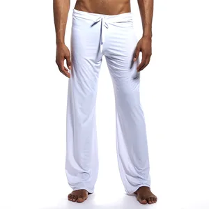 Men Sleep Bottoms Ice Silk Breathable Trousers Lounge Pants Loose Casual Pajamas Sleepwear Pijama Ho