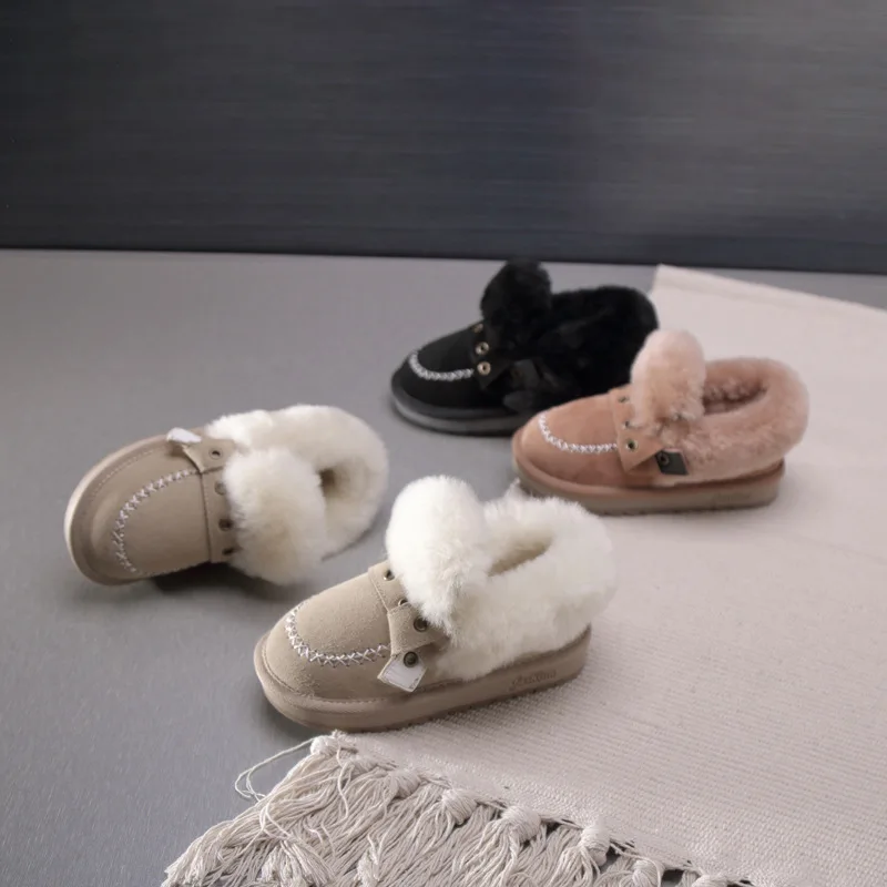 New Wear-resistant Children's Shoes Soft Bottom Kids Snow Boots Children Winter Plush Baby Botas Botte Enfant Fille 26-37# | Детская