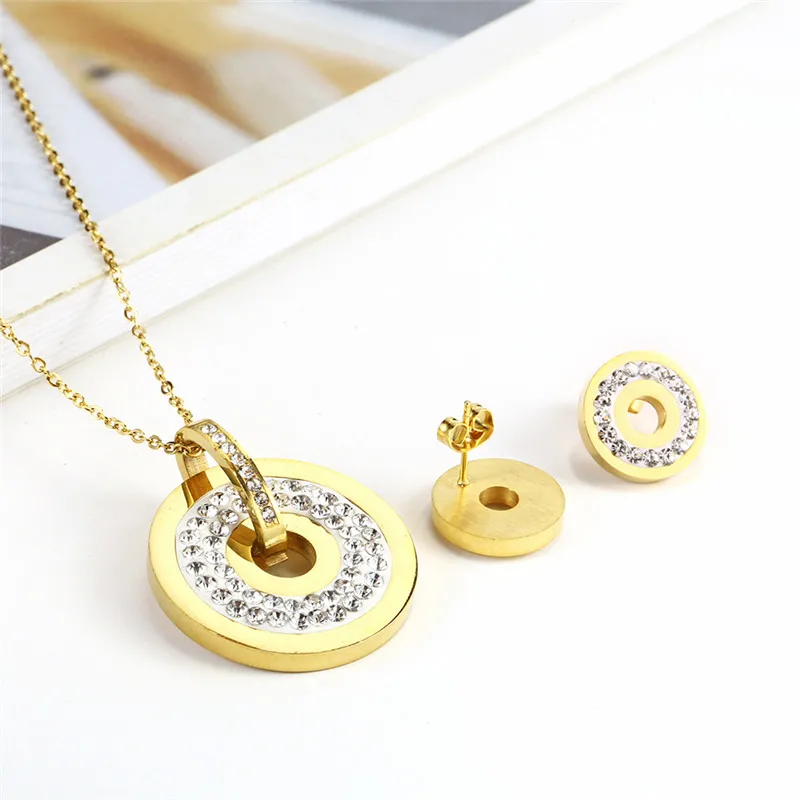 OUFEI Ювелирные наборы из нержавеющей стали красное ожерелье и серьги набор