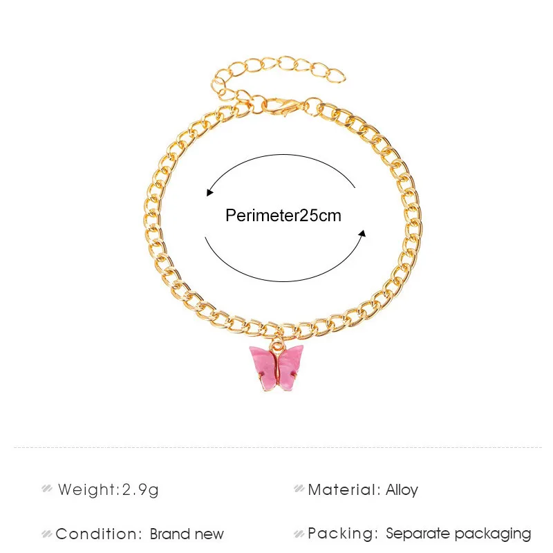 Браслет на лодыжку LETAPI с подвеской в виде бабочки золотистого цвета для женщин