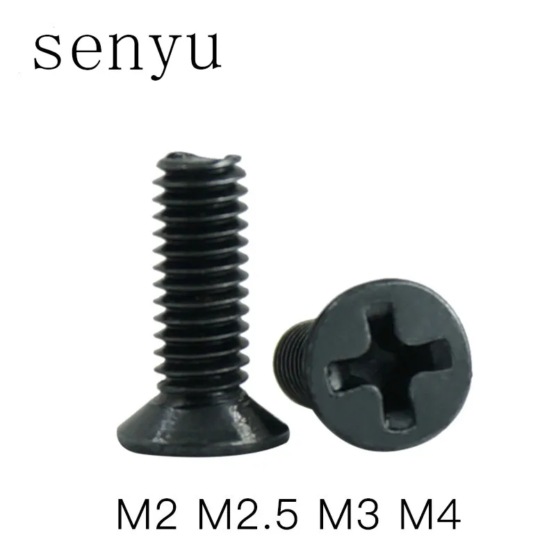 

luchang 100pcs m2 m2.5 m3 m4 KM Screw Black Phillips Cross Socket Countersunk Heasd Screw electronic Repair Screws Accessories