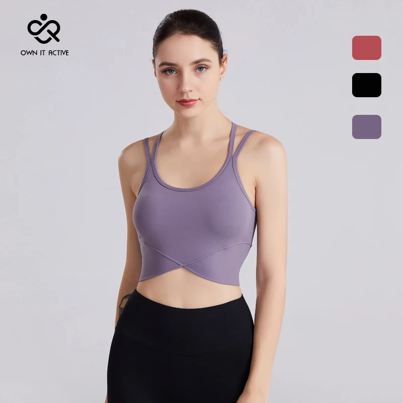 

Women Yoga Bra Sports Underwear Fitness Gym Sport Workout Running Dry fit Push-up Quick Dry Crop Top Solid Color Tank Halter Top
