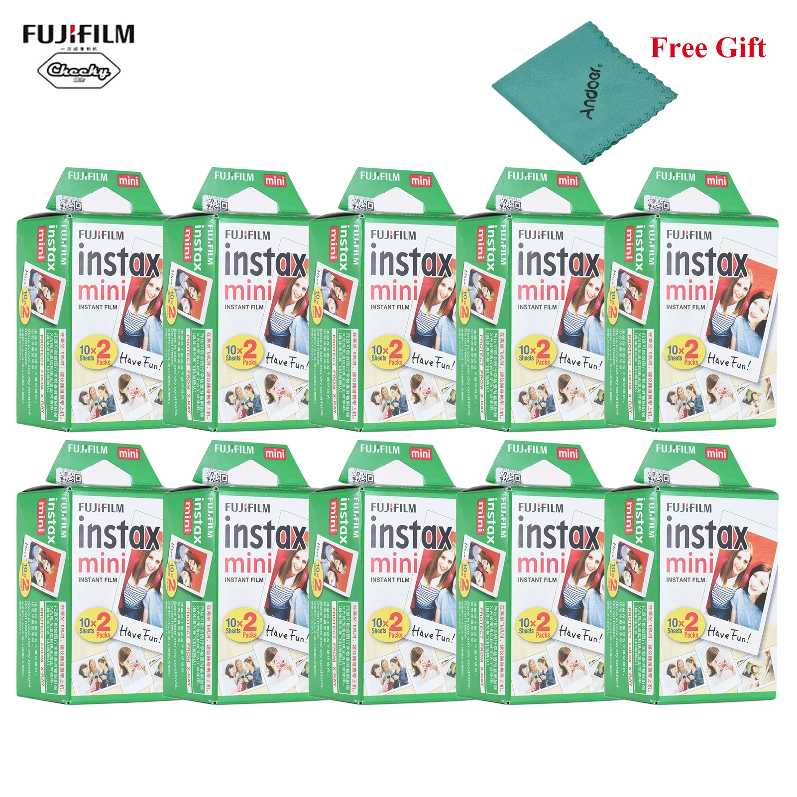 Оригинальная фотобумага Fujifilm Instax белая 10 200 листов для камеры FUJI Instant Photo Camera Mini 9 8