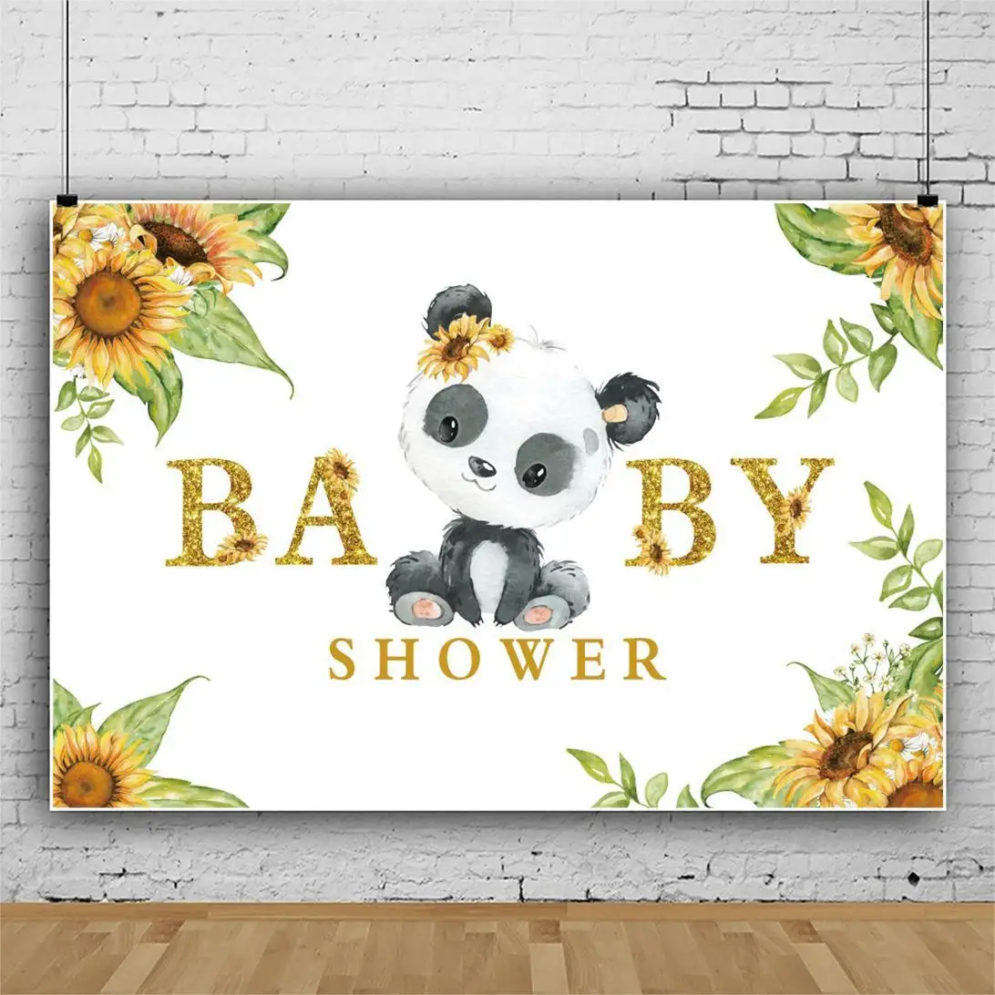 Cartoon Cute Panda Flowers Baby Show Theme Background Child Birthday Decoration Photography Photos Kids Newborn Bathing Backdrop