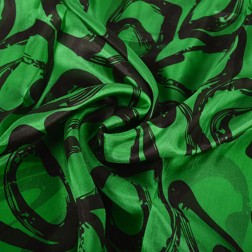 BYSIFA женский зеленый шелковый шарф с граффити шаль Осень зима 100% шелк длинные