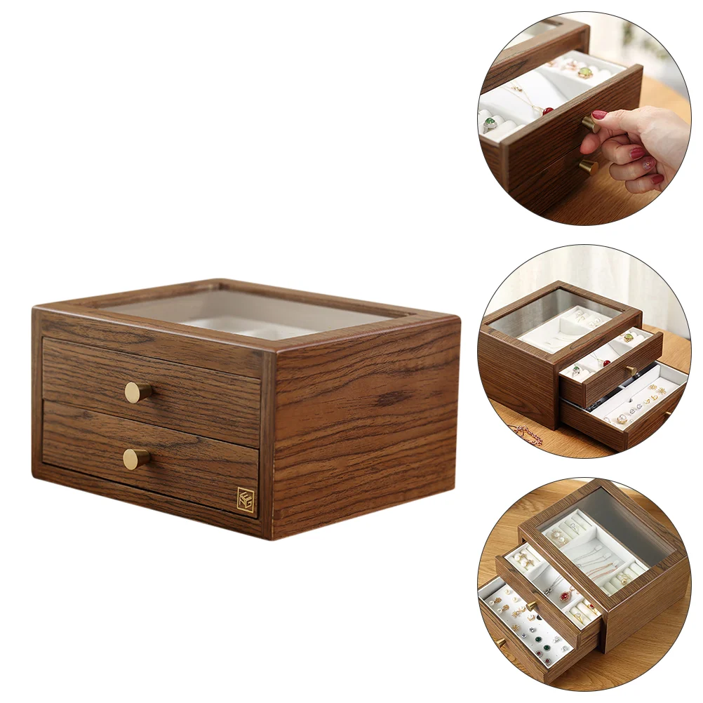 

Jewelry Box Two-layer Drawers Container Multiple Compartments Jewelry Organizer