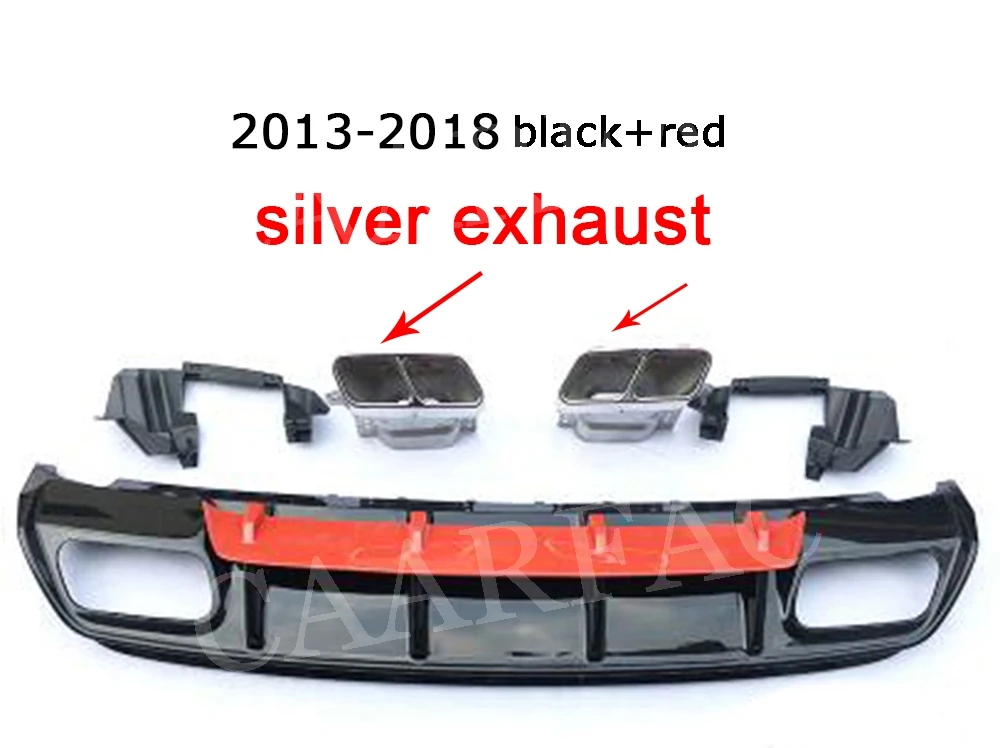 Silver Tips 13-18 A Класс PP Диффузор, губа на задний бампер с выхлопными наконечниками 4 выхода для Mercedes Benz W176 A180 A200 A45 AMG 2013 - Цвет: Silver Tips 13-18 A