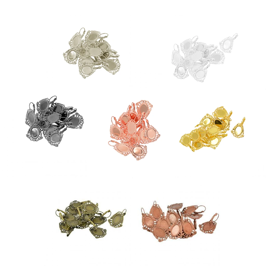 

12 шт. Сделай Сам крючки для сережек крюк Пустой Овальный филигранный кабошон