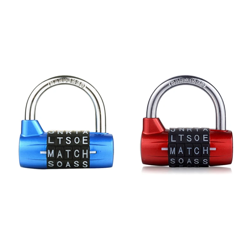 

2 Pcs 5 Letter Zinc Alloy Combination Padlock Code Password Lock Door Cabinet Drawer Bike Motorcycle Student Locker Locks, Blue