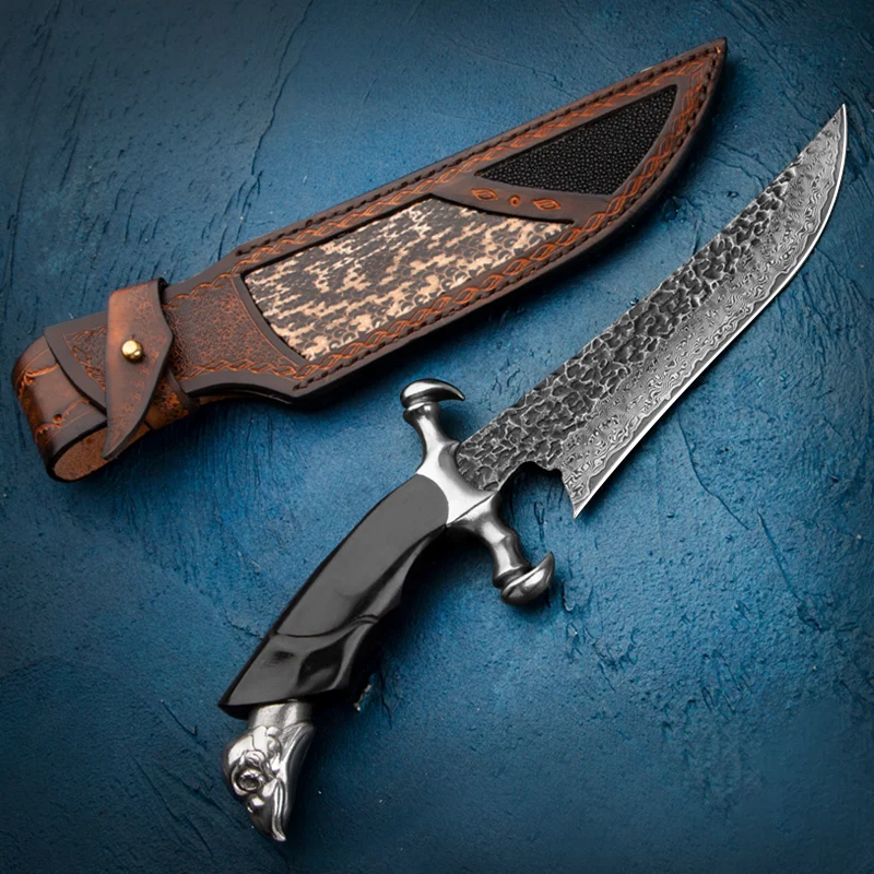 HUANGFU Дамасская сталь походный охотничий нож для выживания в джунглях самооборона