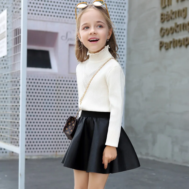 Новинка 2020 демисезонная и зимняя детская юбка из искусственной кожи для девочек