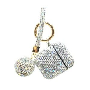 Беспроводные наушники, чехлы для Apple Airpods 2, Алмазный чехол, Bluetooth-наушники, аксессуары, зарядный бокс, протектор с брелком