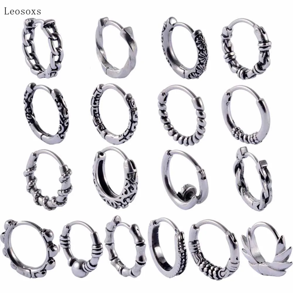 

Leosoxs 2pcs Explosive Personality Stainless Steel Leaf Twist Ear Bone Ring Human Body Piercing Jewelry