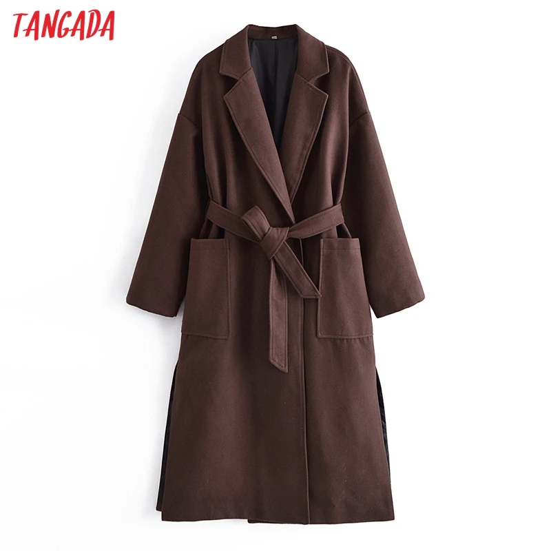 

Tangada Women Solid Oversized Thick Woolen Coats with Slash Long Sleeves 2021 Ladies Elegant Autumn Winter Coat 3W68