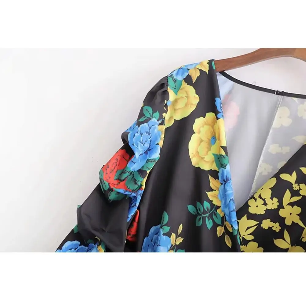 Boho elegant ruffle blouse women shirt 2019 Summer tops sexy v neck chic bow vintage floral chiffon korean clothes blusas | Женская