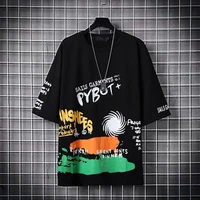 short sleeve mens summer 2021 new t shirt student korean wind loose tide coat five point sleeve sweethearts outfit