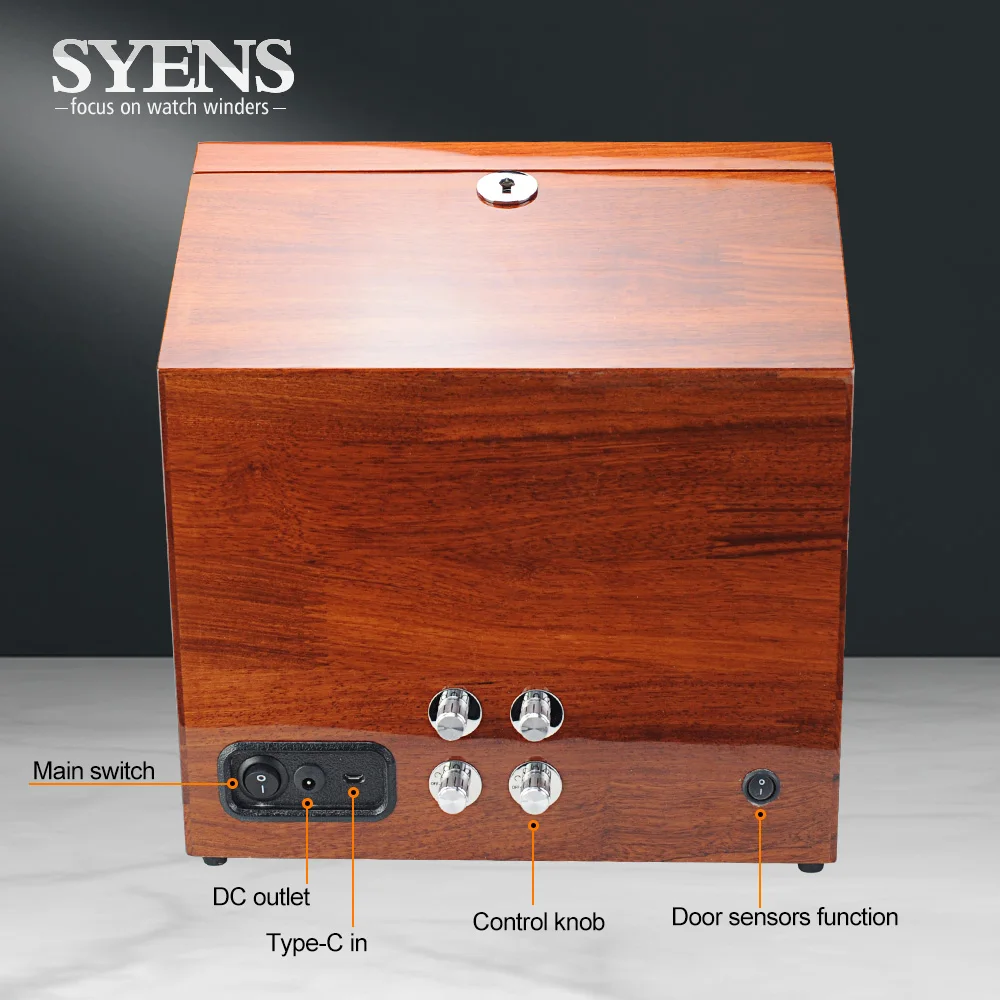 Роскошная коробка для намотки часов с твердым розовым деревом мотора Mabuchi