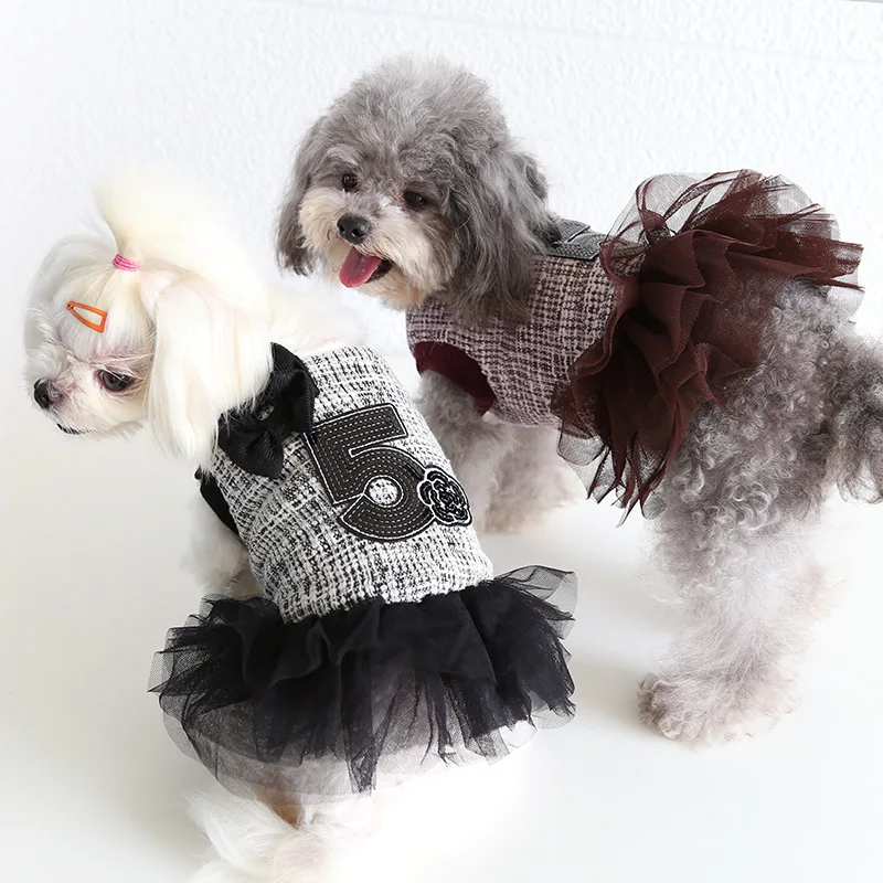 

Женский осенне-зимний комбинезон для щенков, юбка из бисера для платьев для собак и кошек Померанцев