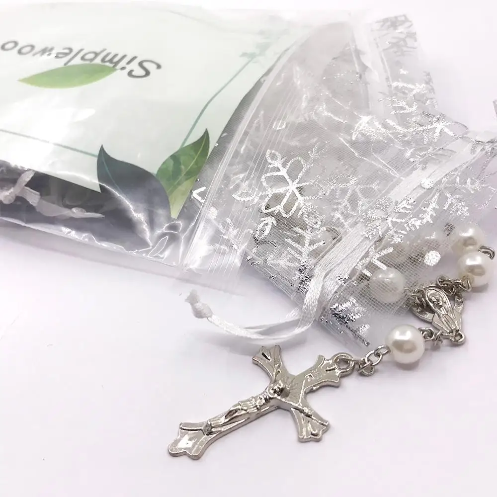 

Simplewoo First Communion Gifts Baptism Rosary Party Favors Recuerdos De Bautizo Quinceanera WHITE/SILV, Pack of 12pcs