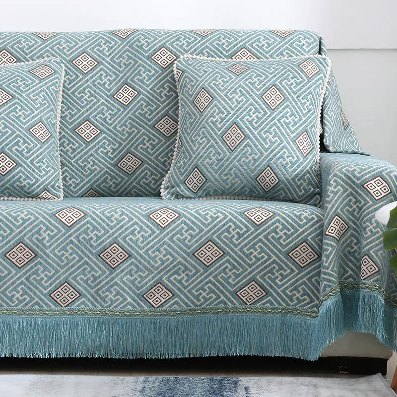 Нескользящее синельное покрывало для дивана моющийся чехол с принтом комплект