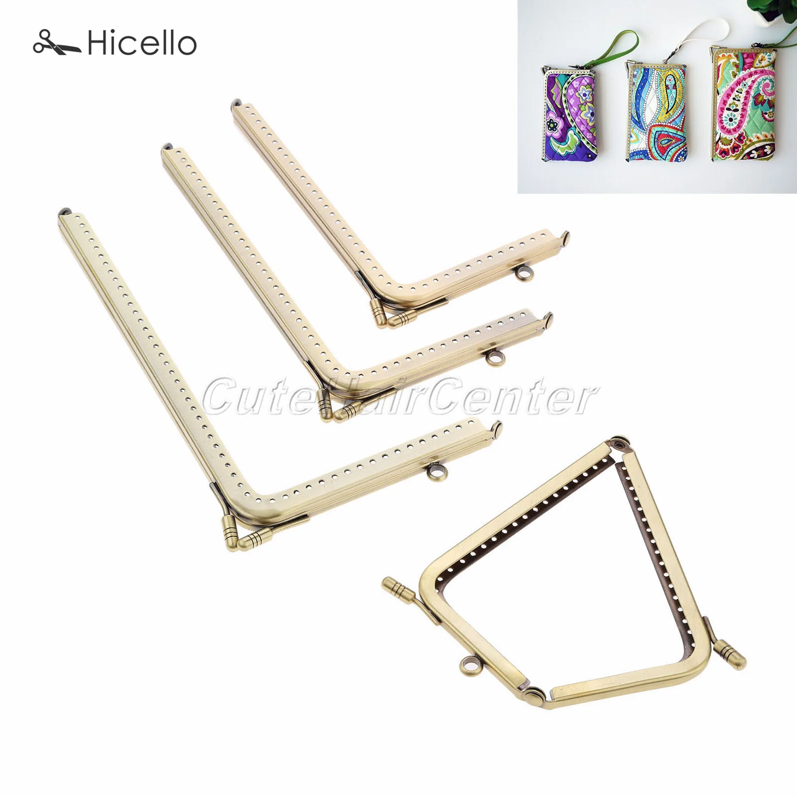 2pcs L shape Purse Frames 4 size Bronze Alloy Right Metal Handle Kiss Clasp for Bag Handbag Sewing Accessory Hicello | Дом и сад