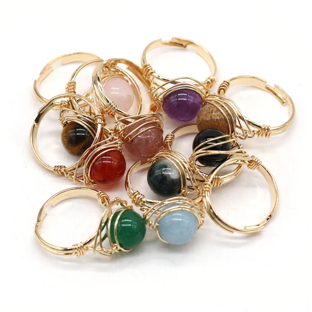 

New Natural Stone Rings Fashion and Creativity Open Ring Section Rings Egg Shape Charm Rings for Women Men Jewelry