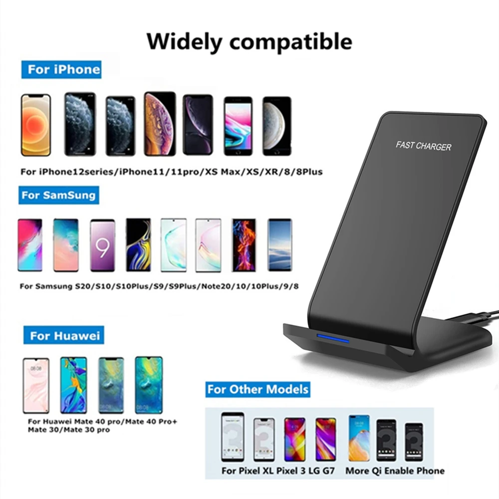 fdgao 30w qi fast wireless charger induction charging stand for samsung s10 s20 s21 dock for iphone 13 12 11 pro xs max xr x 8 free global shipping
