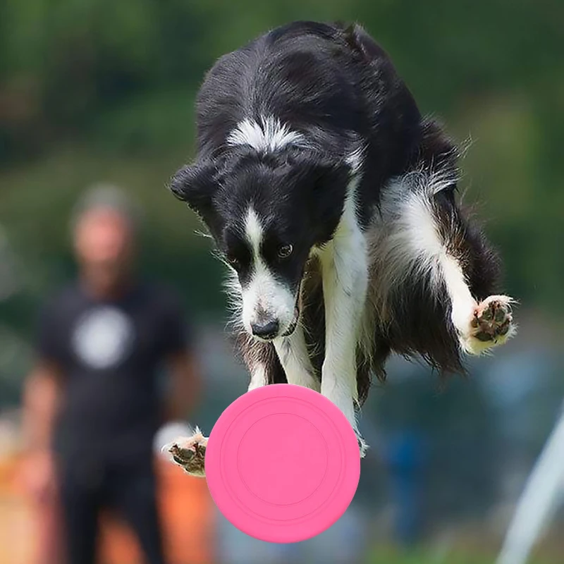 

Yomiga 1pcs Funny Silicone Flying Saucer Dog Cat Toy Game Flying Discs Resistant Chew Puppy Training Interactive Pet Supplies