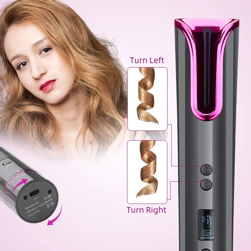 

Portable Automatic Hair Curler Ceramic Wireless Air Curling Iron Hair Waver USB Cordless