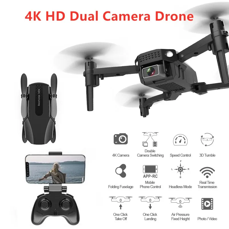 

Складной мини-Дрон с дистанционным управлением, Wi-Fi, FPV, 12 мин., 100 м, 4K, двойная камера, 3D рулон, воздушное давление, фиксированная высота, Квадр...