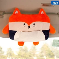 car tissue box cover portable hanging paper box napkin case holder sun clip visor cartoon animal plush auto interior accessories