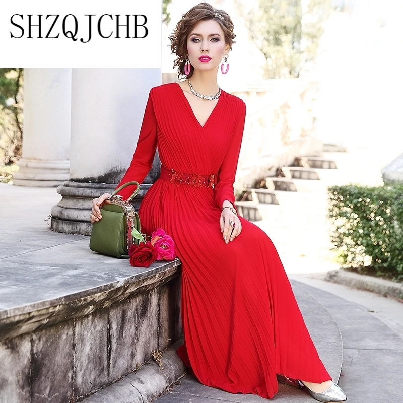 

NEW 2021 Spring Club Grace Long Party Dress 3xl Club Women Womanliness Hundred Pleats Dress Summer Ladies Sexy Flowers Dresses