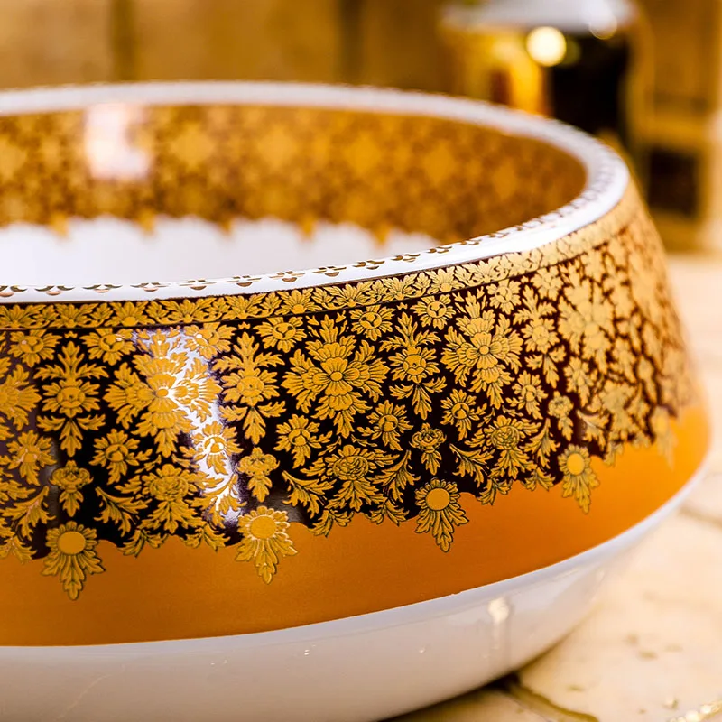 Европейский Винтажный стиль художественная фарфоровая Столешница Раковина