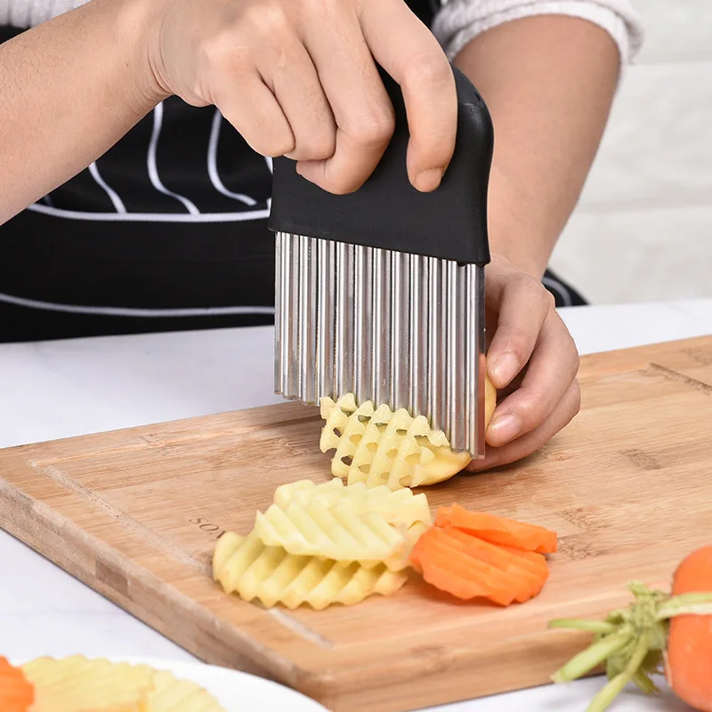 

1PC French Fries Cutter Potato Slicer Stainless Steel Wave Knife Fruit Vegetable Tools Chopper Serrated Blade Kitchen Gadgets
