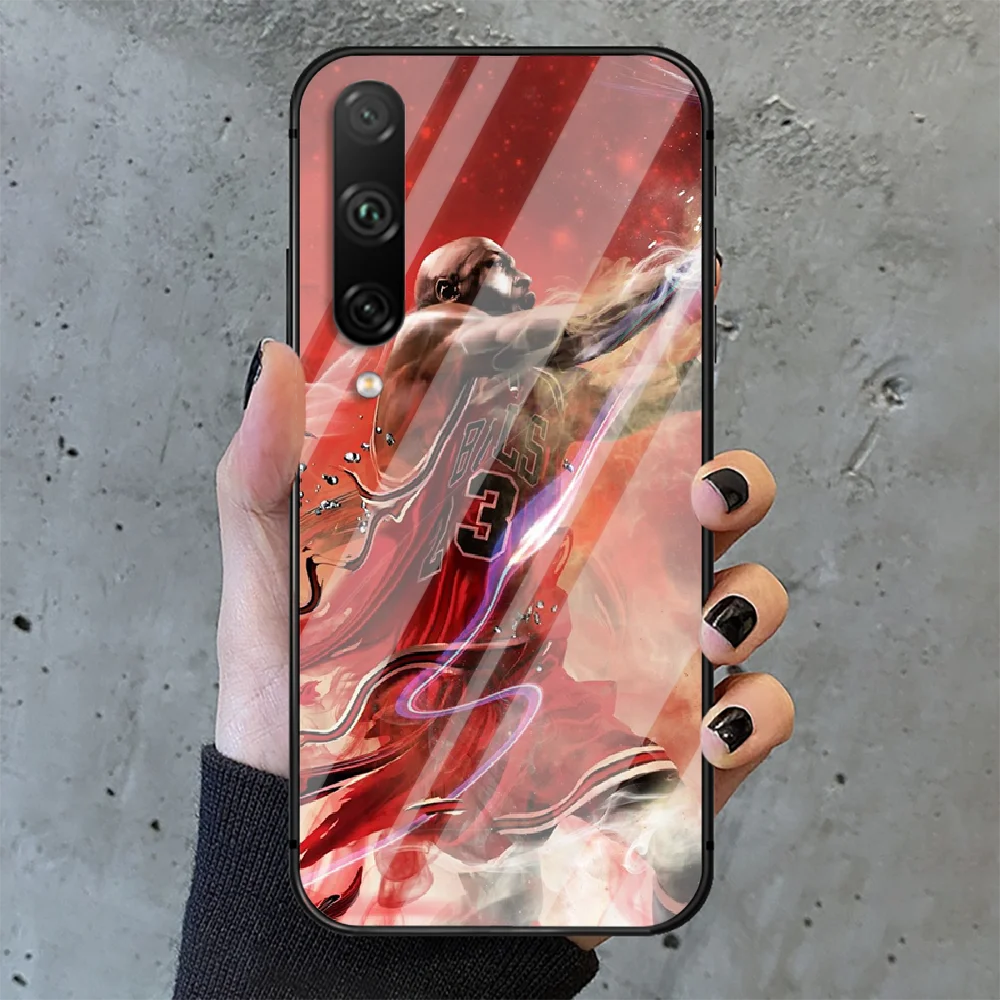 

23 Basketball Jordan Phone Tempered Glass Case Cover For huawei honor 7 8 9 10 20 A X S lite i pro Cell3DBlack EtuiPainting