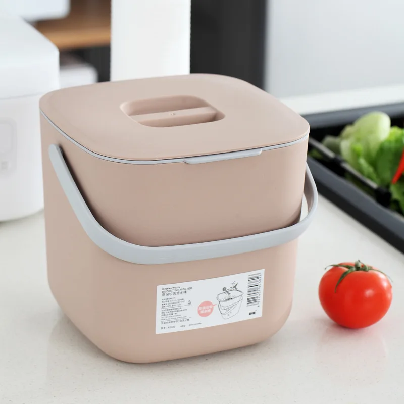 2 Layer Kitchen Plastic Trash Bin Compost Waist Garbage Can Rubbish Accessories Fruit Vegetable Food Washing Drainer | Дом и сад